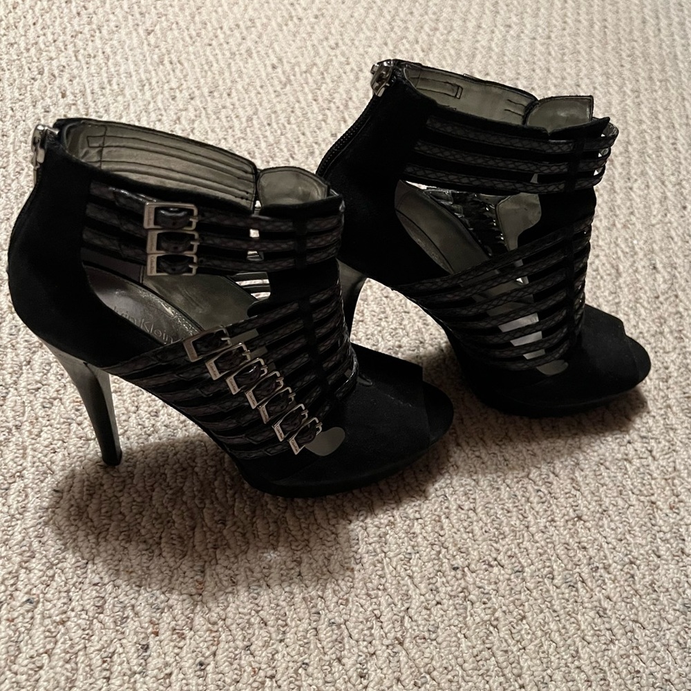 Calvin Klein Danica Suede Bootie/Heels, Black, Size 7